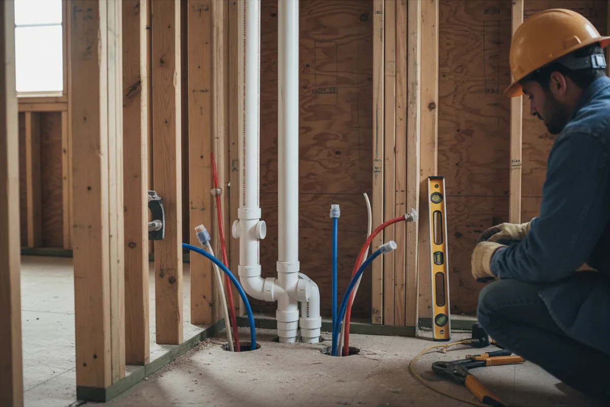 Drain and supply rough-in during Leak Detection in Purcell